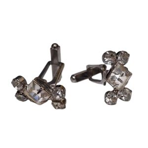 VINTAGE SILVERTONE AND RHINESTONE CUFFLINKS